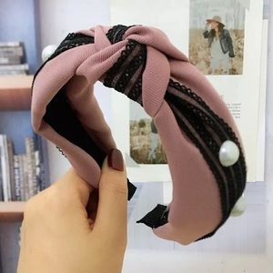 Accessories - lace headband with pearl and knot 5 color availabl Accessories - lace headband with pearl and knot 5 color availabl